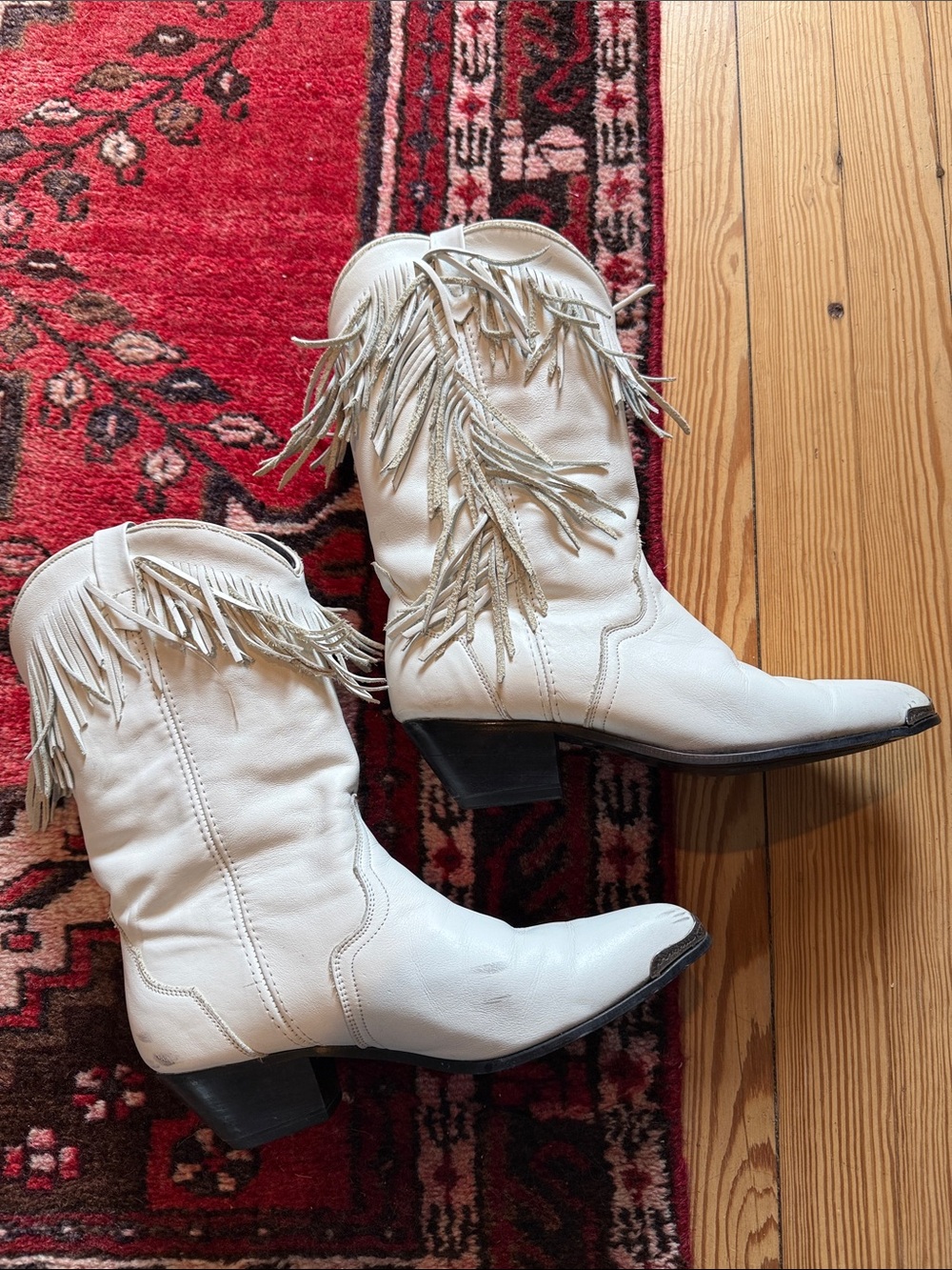 VTG ACME Fringe Cowboy boots white 8